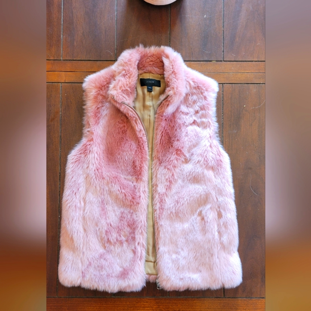 J Crew punk faux fur zip up.vest.